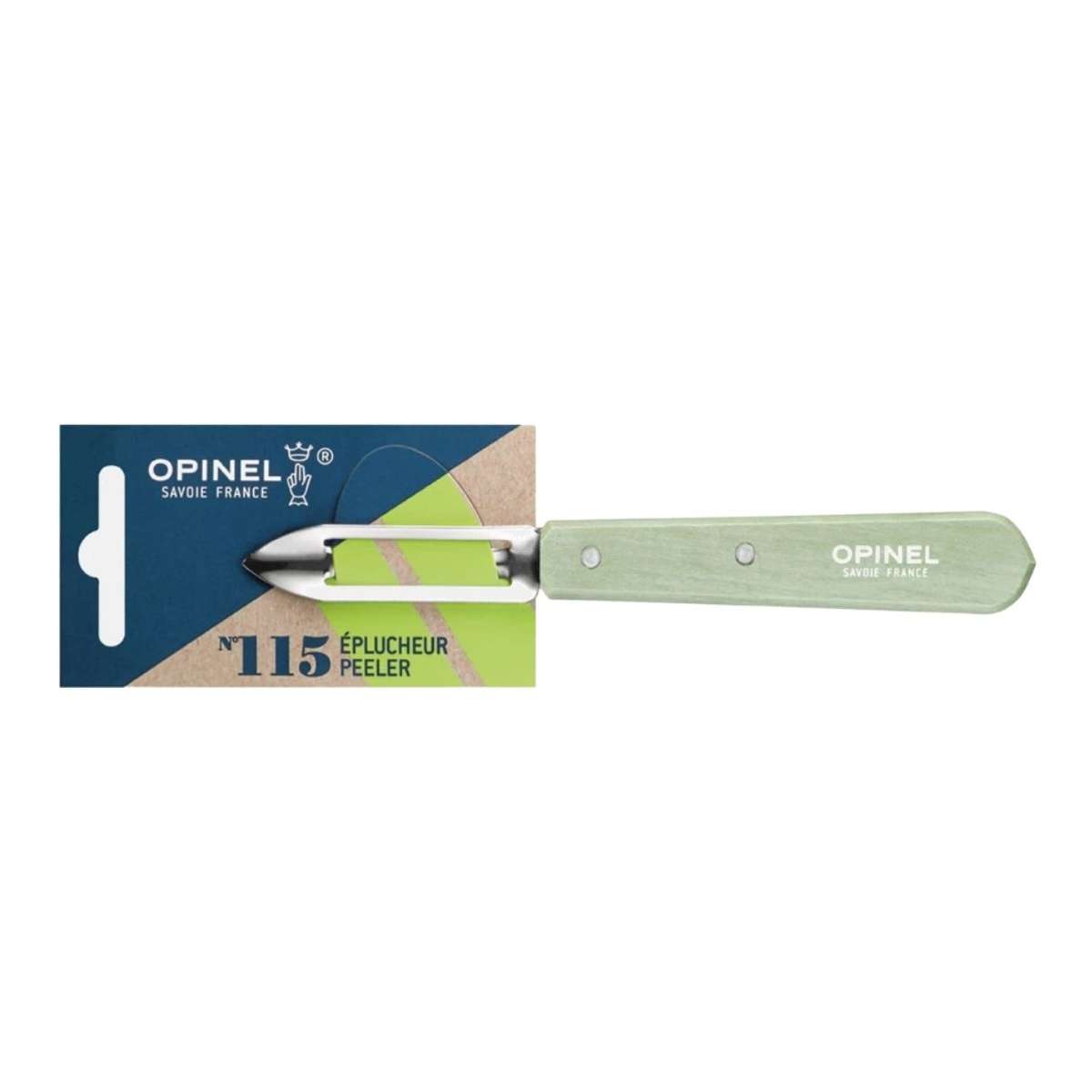 Opinel Stainless Steel Peeler 6 cm with Green Wooden Handle No 115 Paysage 003125
