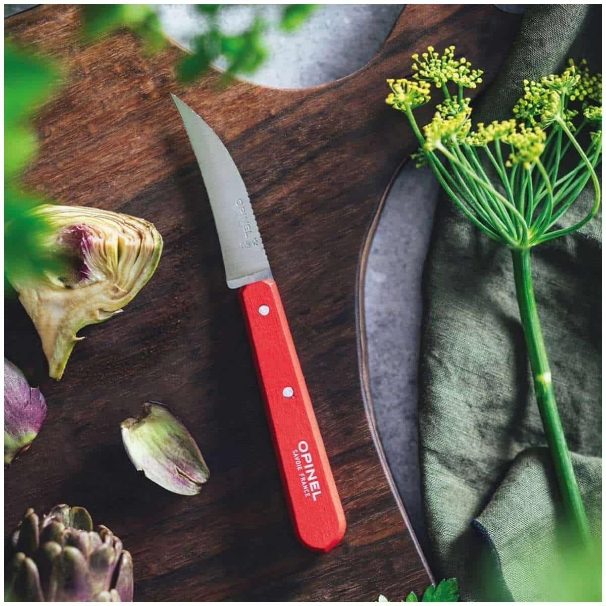 Opinel Peeling Knife 7 cm Red Wooden Handle No 114 Paysage 003127