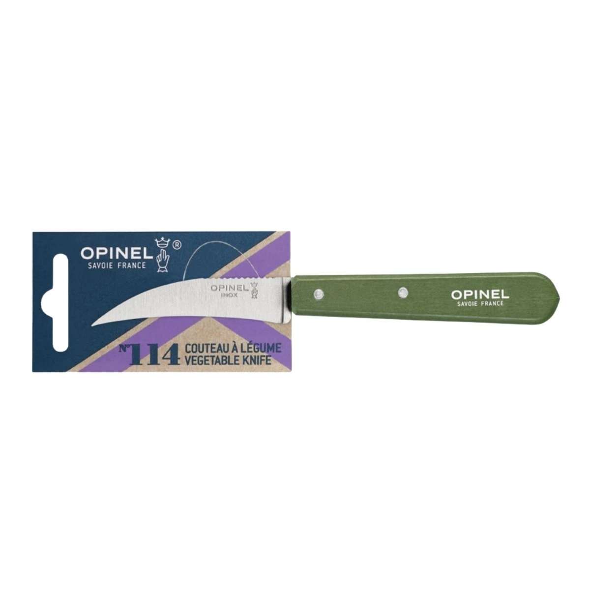 Opinel Peeling Knife 7 cm Khaki Wooden Handle No 114 Paysage 003130
