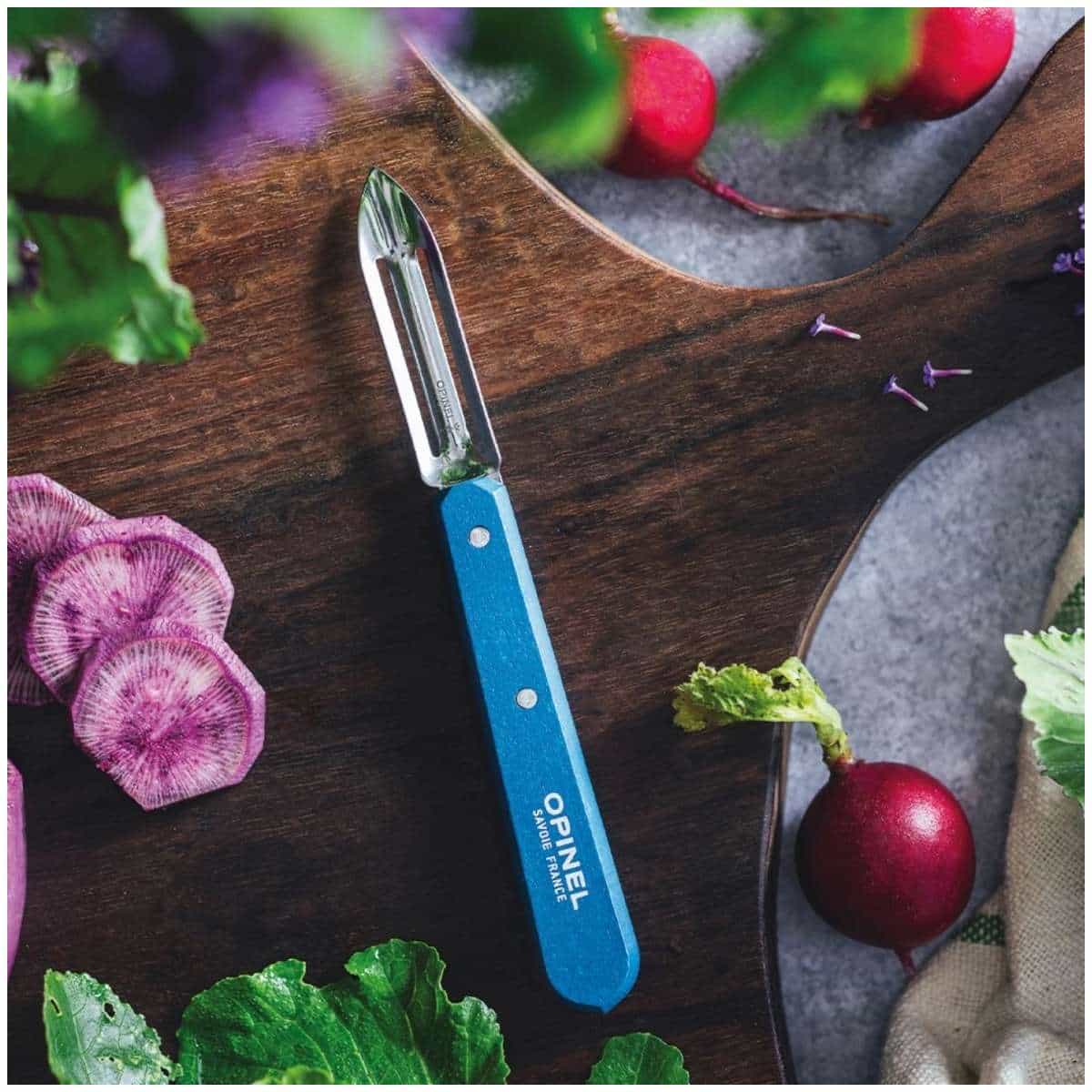 Opinel Stainless Steel Peeler 6 cm with Blue Wooden Handle No 115 Paysage 003204