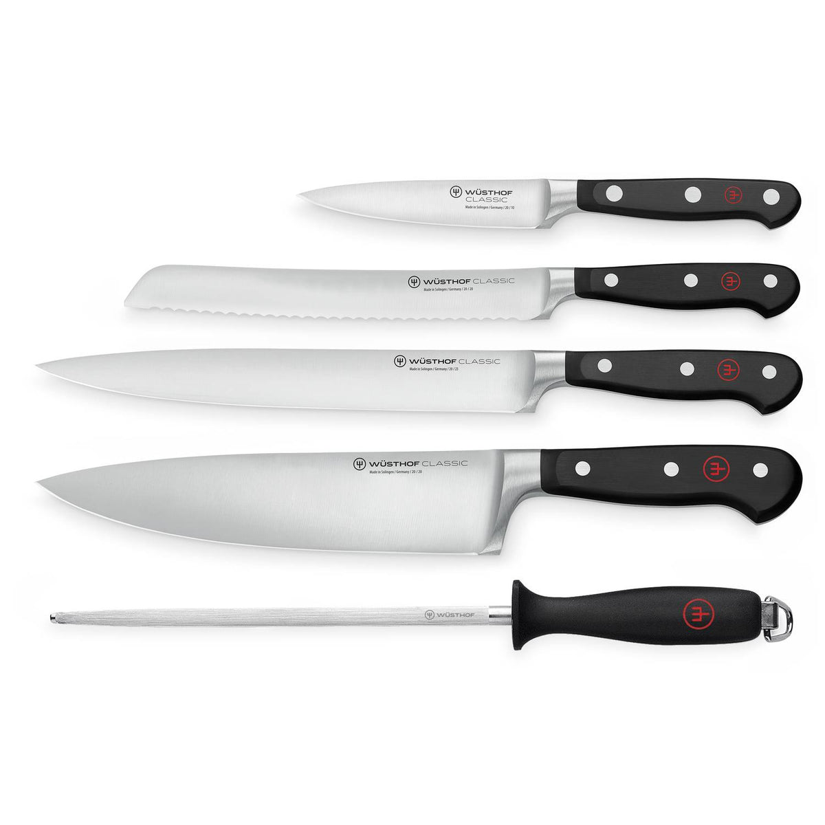 Wusthof Knives And Sharpening Steel 5 pcs Set Gift Box Classic 1120160501