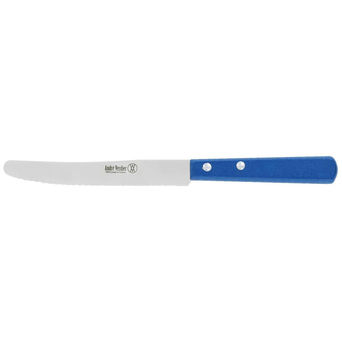 Andre verdier Serrated Round Dinner Knife 12 cm Blue Wooden Handle Prepa Culi