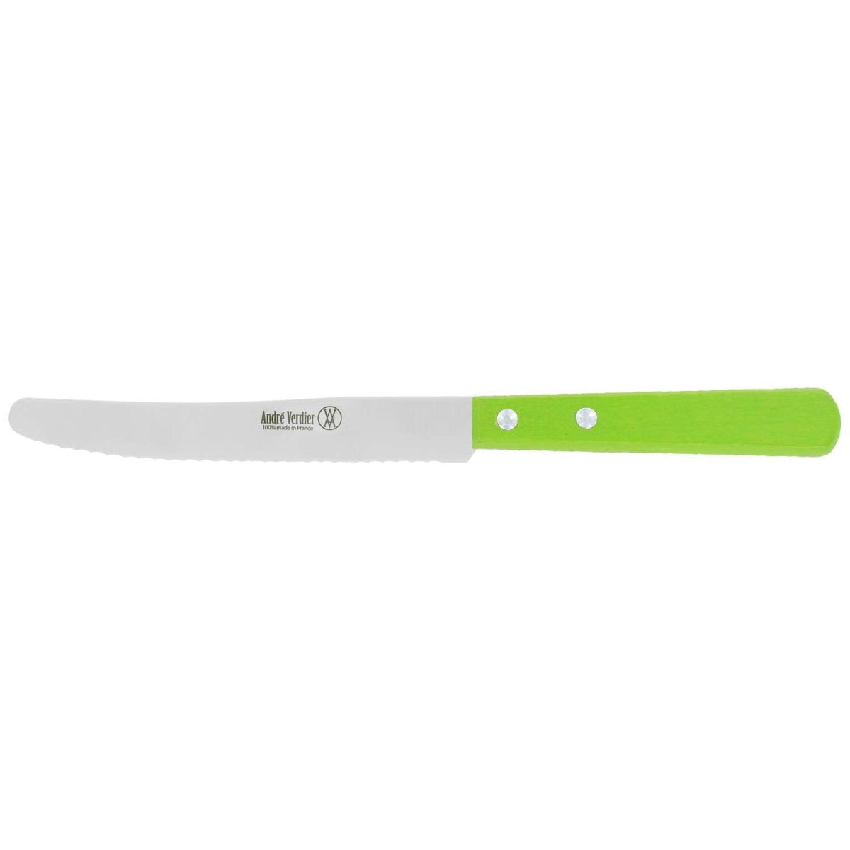 Andre verdier Serrated Round Dinner Knife 12 cm Green Wooden Handle Prepa Culi