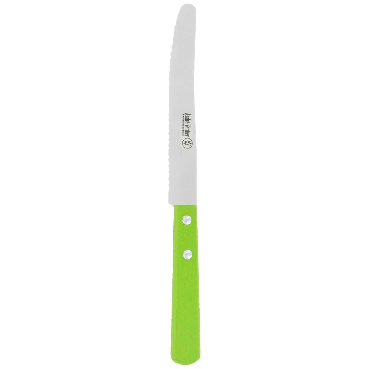 Andre verdier Serrated Round Dinner Knife 12 cm Green Wooden Handle Prepa Culi