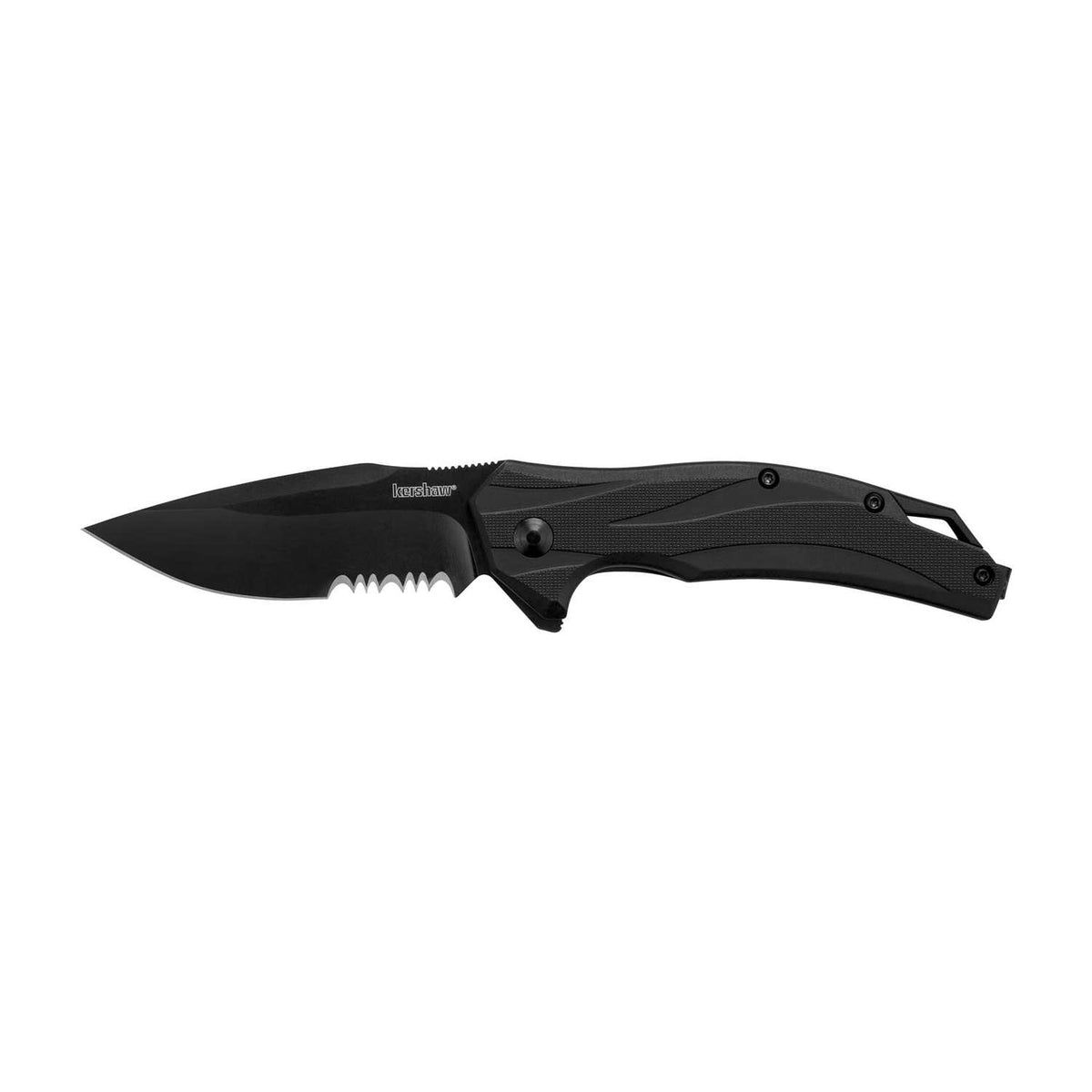 Kershaw Lateral Serrated Black Pocket Knife 8 cm Black Handle 91 gr 1645BLKST