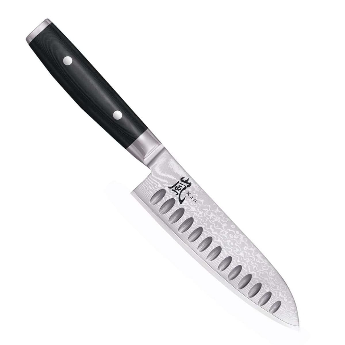 Yaxell Damascus Santoku Knife 16.5 cm With Grooves Ran 36001G
