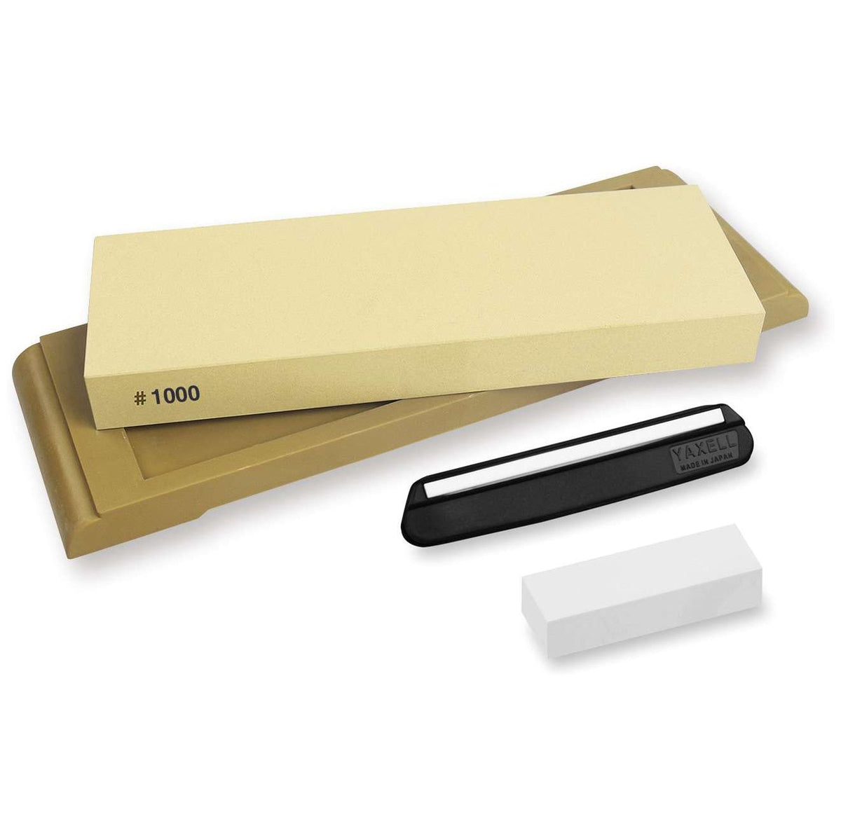 Yaxell Whetstone #1000 With Base, Flattening Stone for Whetstones And Sharpening Guide 36054