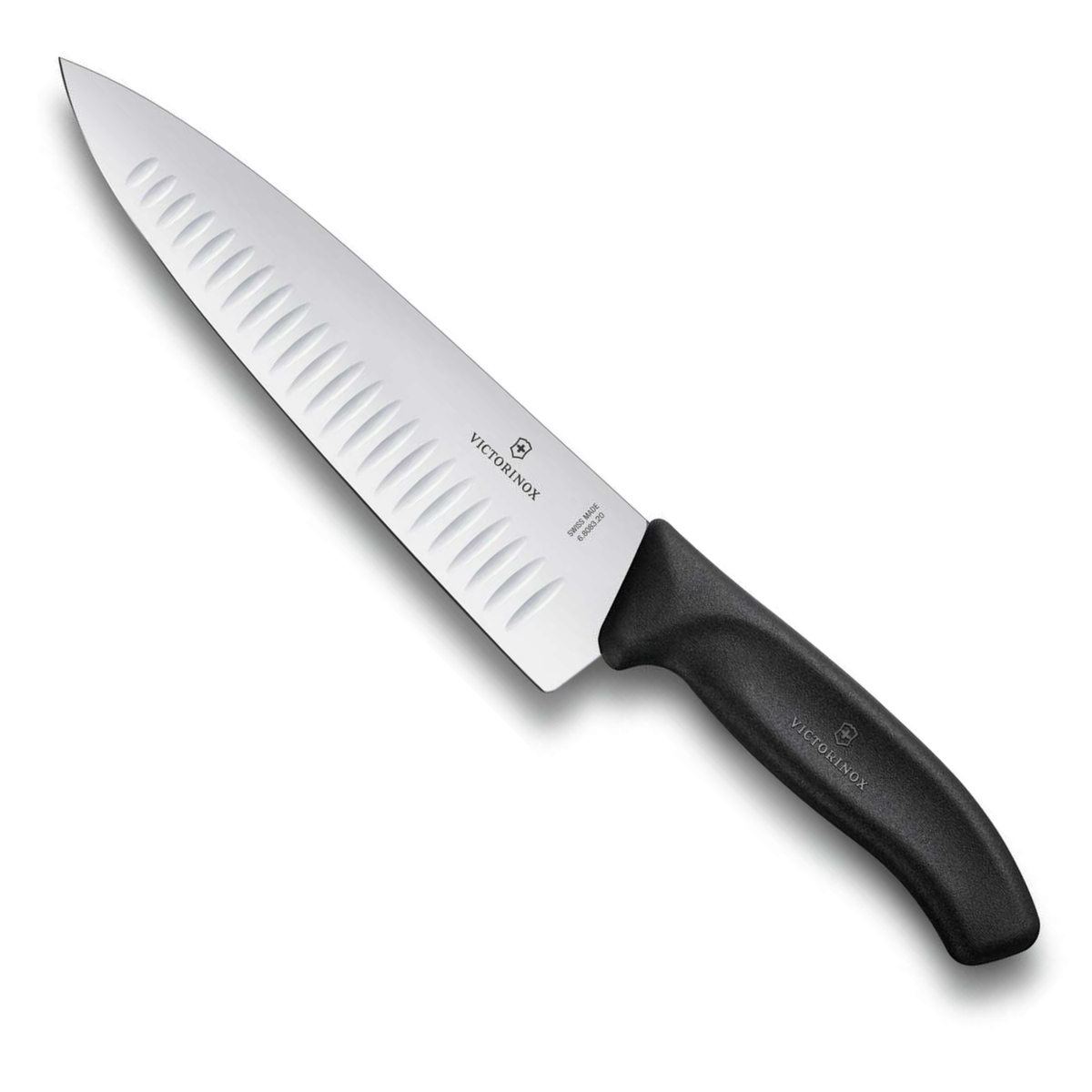 Victorinox Hollow Edge Chef's Knife Black Handle 20 cm Gift Box Swiss Classic 6.8083.20G