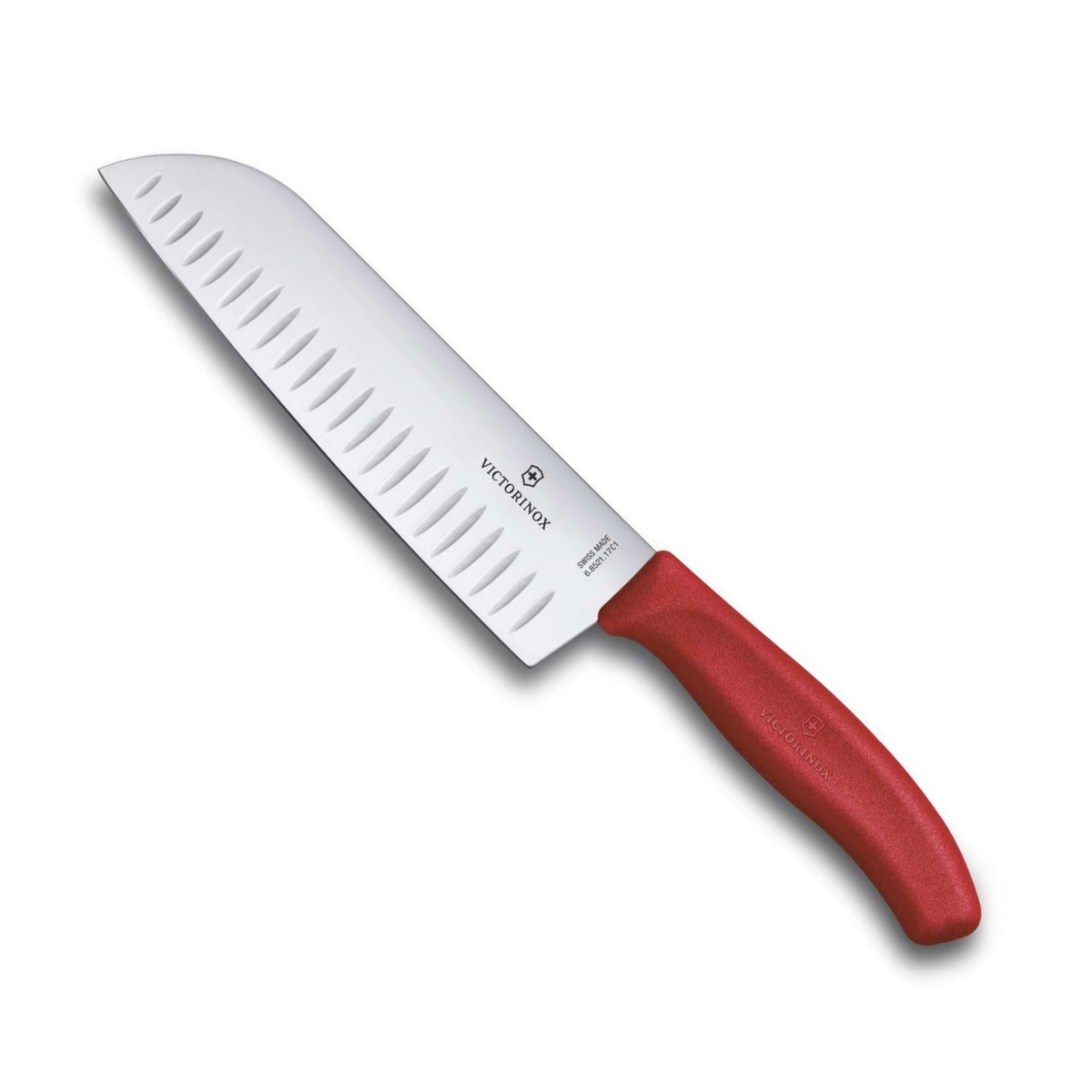 Victorinox Μαχαίρι Santoku με αυλακώσεις 17 εκατ. κόκκινη λαβή Swiss Classic