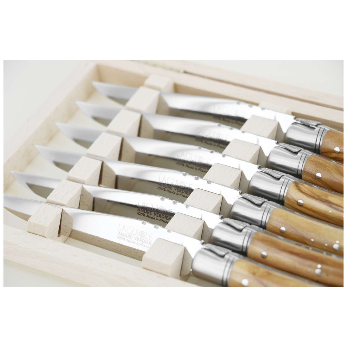 Andre verdier Steak Knife 12 cm 6-Piece Set With Olive Wood Handle Laguiole Prestige 616GSOCB