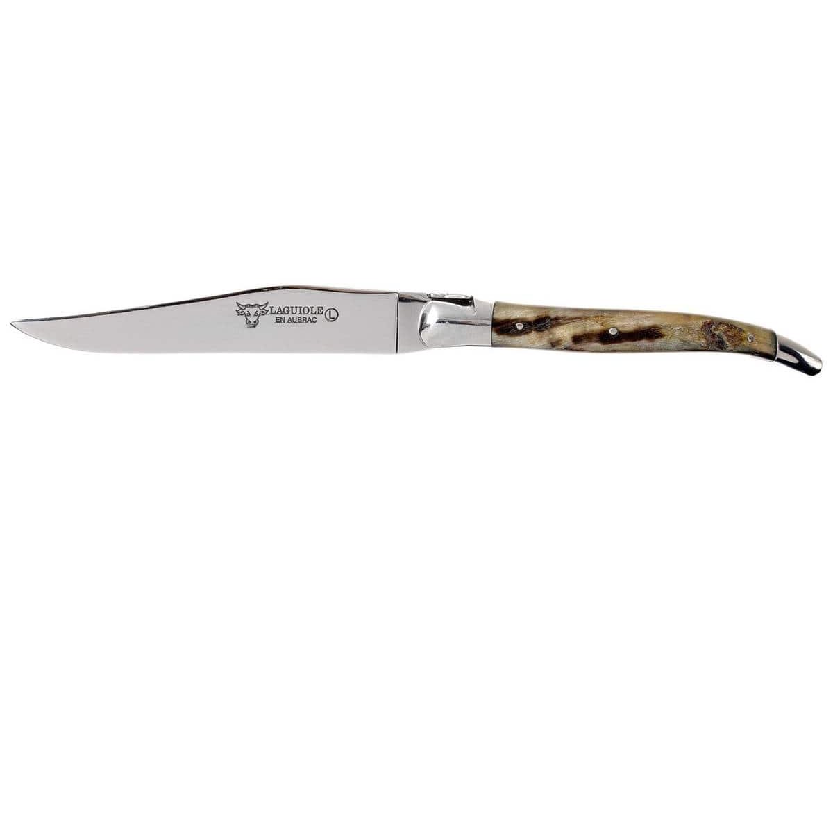 Laguiole en aubrac Steak Knives 12 cm Various Bone Handles 6-Pieces Set Laguiole Mixed Horns 62C99CKI