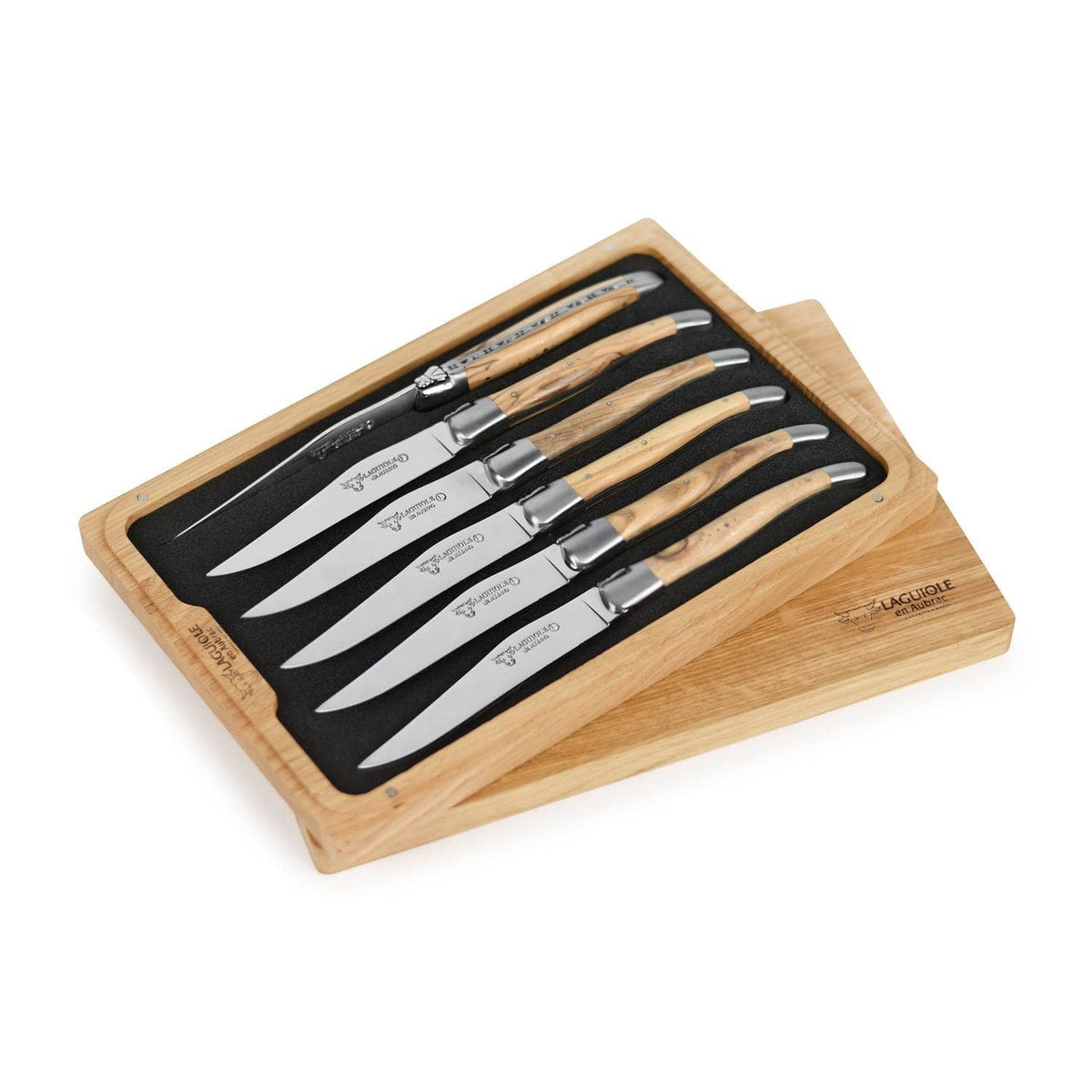 Laguiole en aubrac Steak Knives 12 cm Olive Handle 6-Pieces Set Laguiole En Aubrac 62C99OLIH