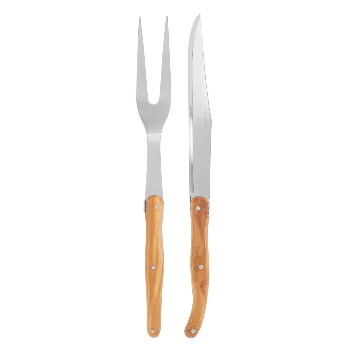 Andre verdier Carving Set 2 pcs Olive Wood Handle Laguiole Debutant Coutnry 6672LOCD