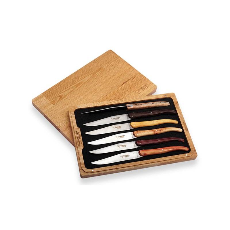 Laguiole en aubrac Steak Knives 12 cm Various Wooden Handles 6-Pieces Set Laguiole Everyday 6MC99QFIH