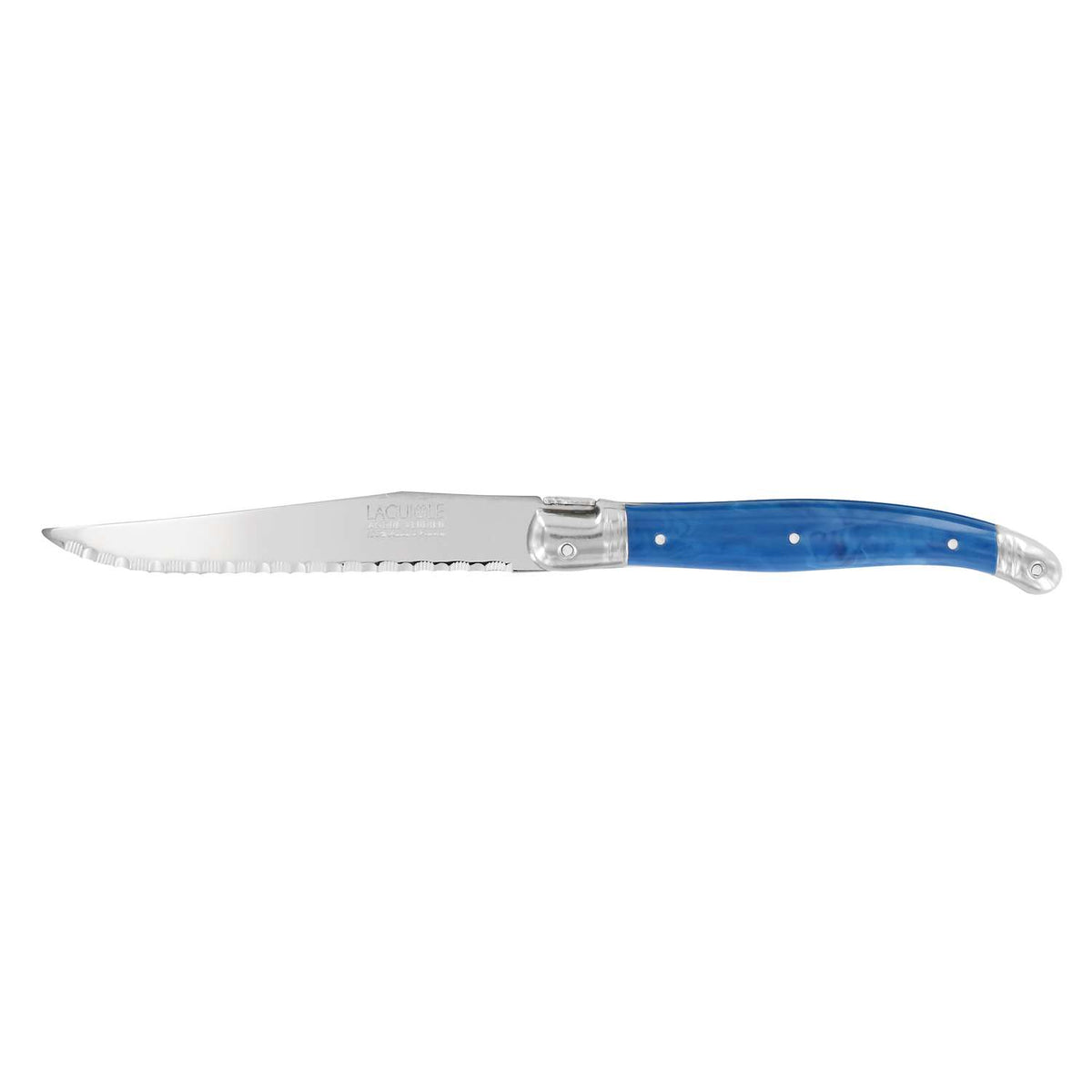Andre verdier Serrated Steak Knife 12 cm Marbled Blue Laguiole Debutant 70BMSP