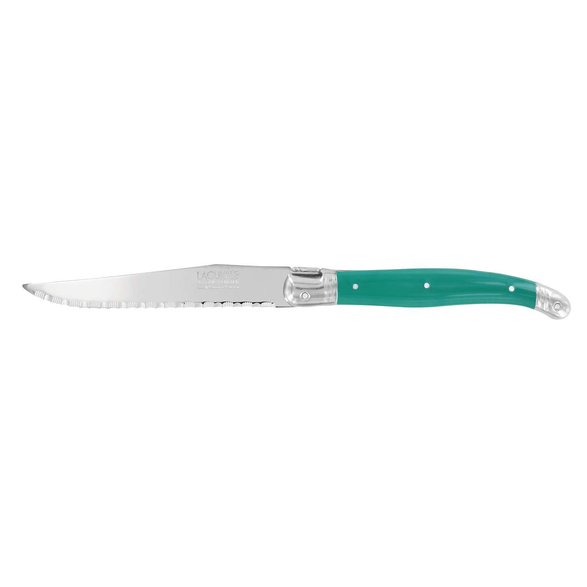 Andre verdier Serrated Steak Knife 12 cm Natural Green Handle Laguiole Debutant 70VNSP