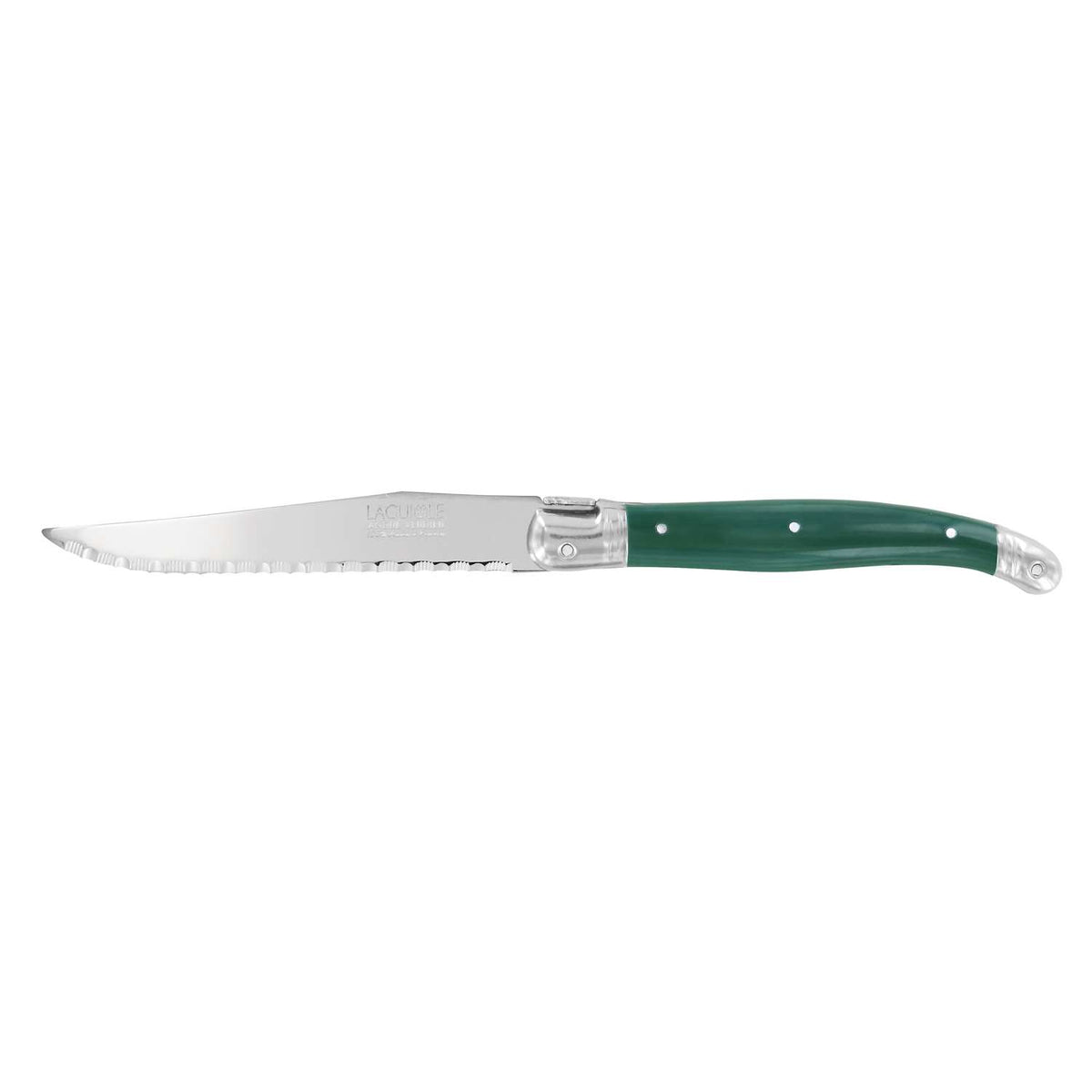 Andre verdier Serrated Steak Knife 12 cm Tropical Green Handle Laguiole Debutant 70VTSP