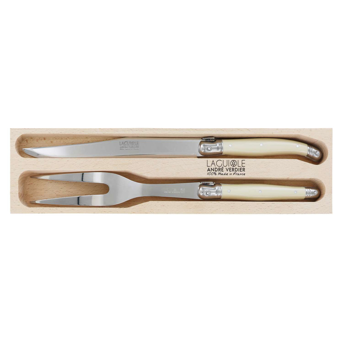 Andre verdier Carving Set 2 pcs Ivory Handle Laguiole Debutant 77772LICD