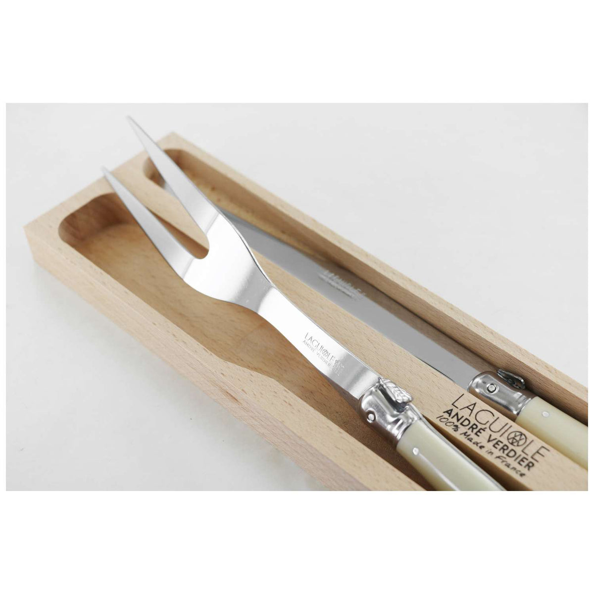 Andre verdier Carving Set 2 pcs Ivory Handle Laguiole Debutant 77772LICD