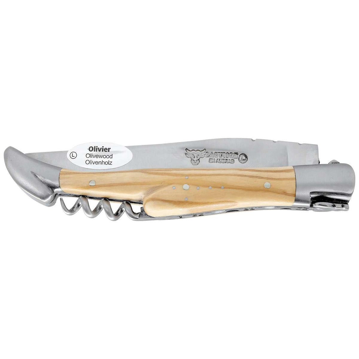 Laguiole en aubrac Folding Knife 12 cm with Corkscrew Olive Wood Handle Laguiole en Aubrac L0312OLIF