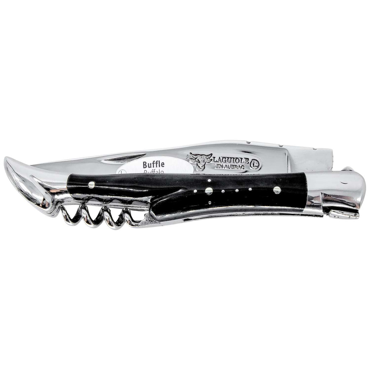 Laguiole en aubrac Folding Knife 11 cm with Corkscrew Buffalo Horn Handle Laguiole en Aubrac L0311BUIS