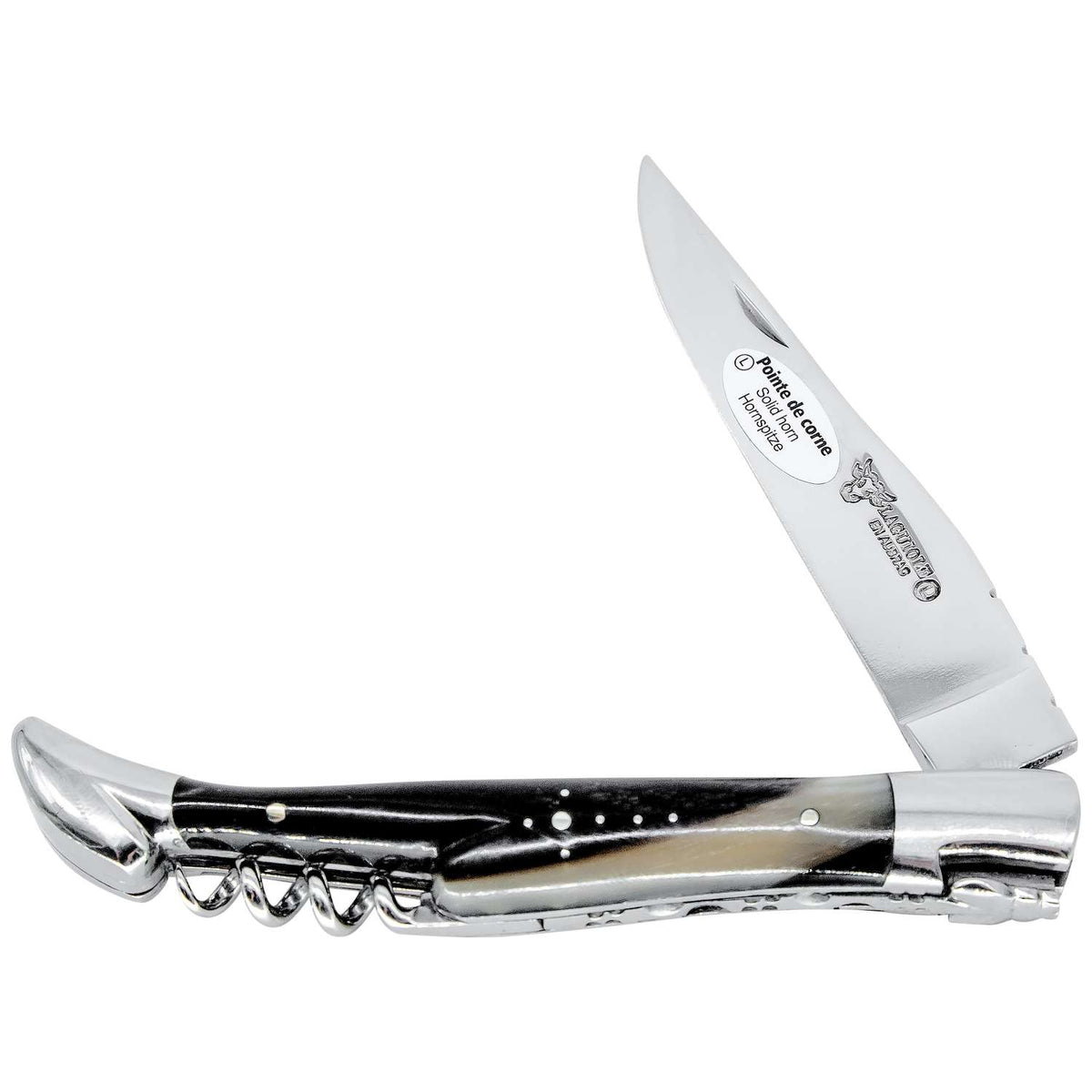 Laguiole en aubrac Folding Knife 12 cm with Corkscrew Solid Horn Handle Laguiole en Aubrac L0312PCIF