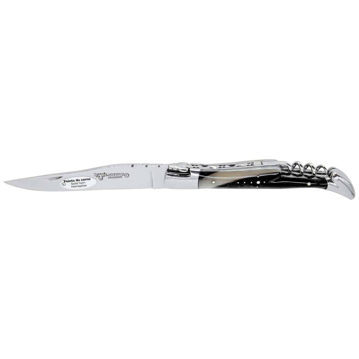Laguiole en aubrac Folding Knife 12 cm with Corkscrew Solid Horn Handle Laguiole en Aubrac L0312PCIF