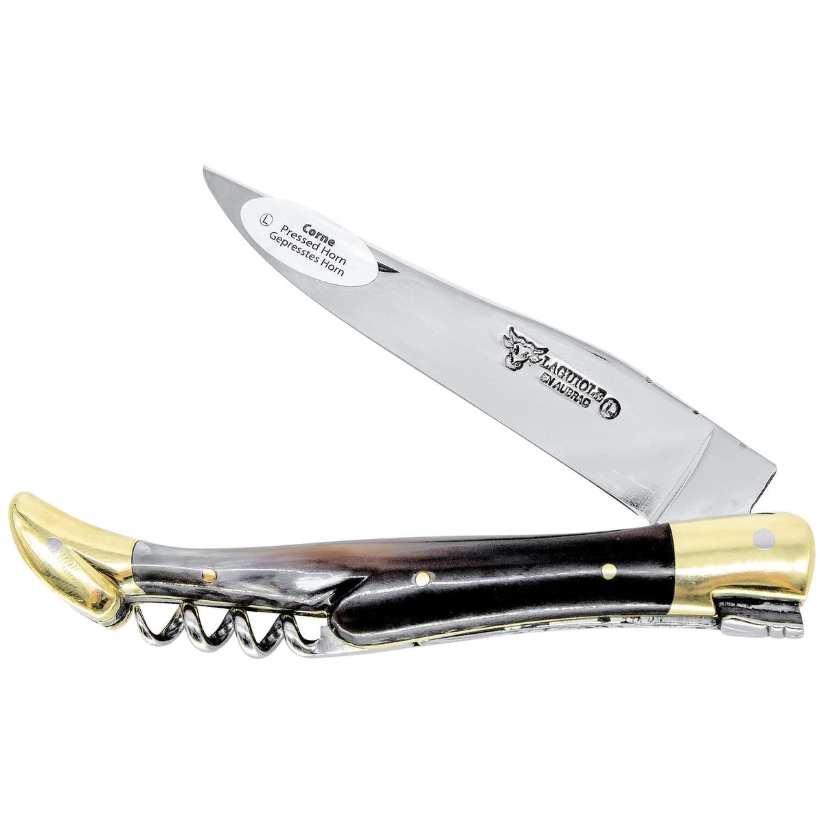 Laguiole en aubrac Folding Knife 12 cm with Corkscrew Horn Handle Laguiole en Aubrac L0312CPL
