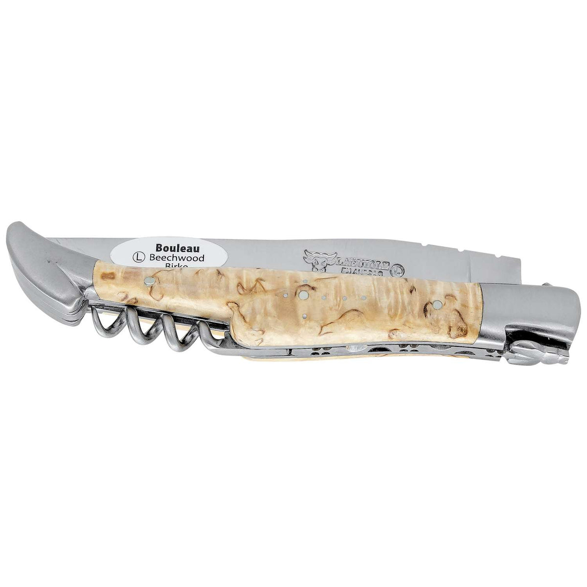 Laguiole en aubrac Folding Knife 12 cm with Corkscrew Birch Wood Handle Laguiole en Aubrac L0312BHIF