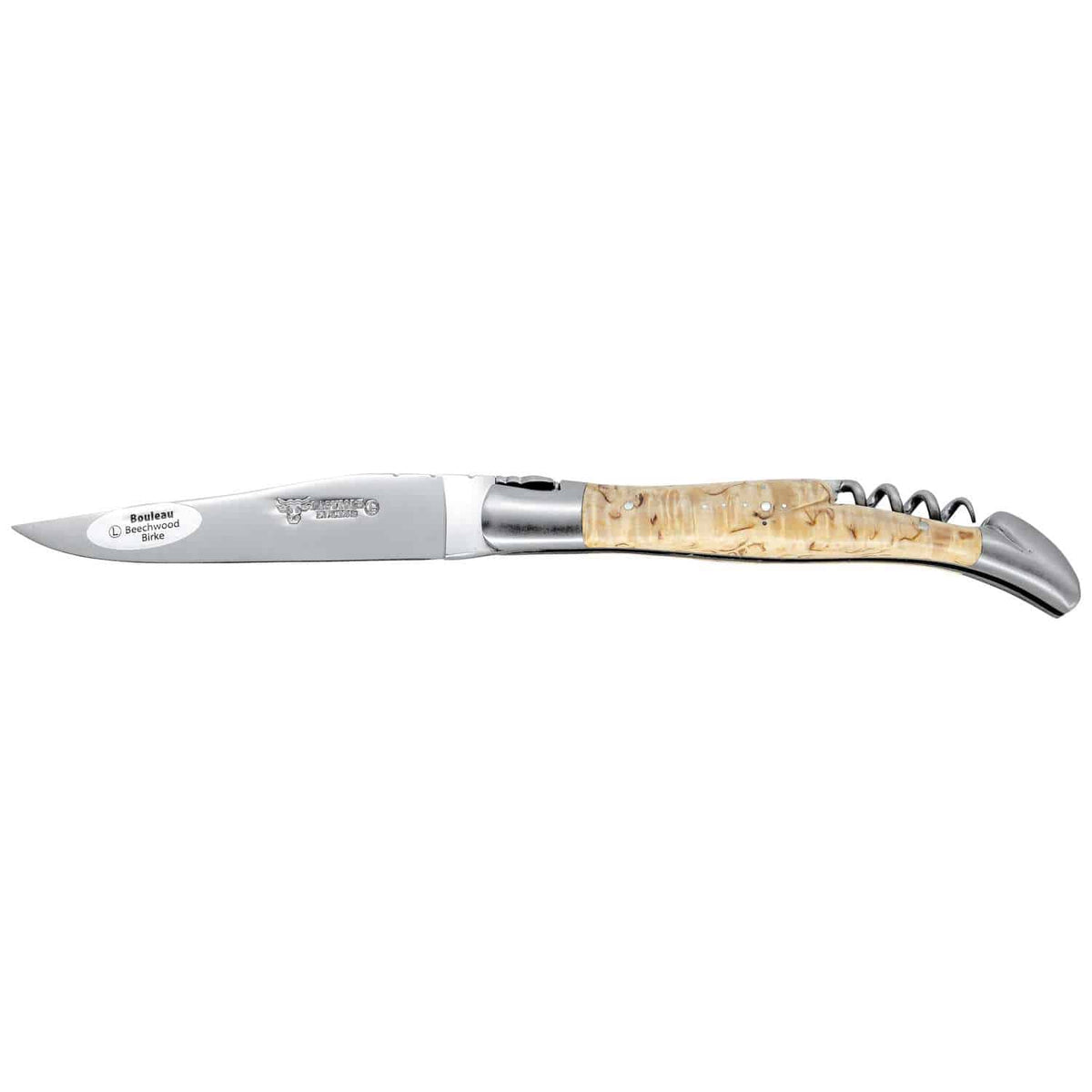 Laguiole en aubrac Folding Knife 12 cm with Corkscrew Birch Wood Handle Laguiole en Aubrac L0312BHIF