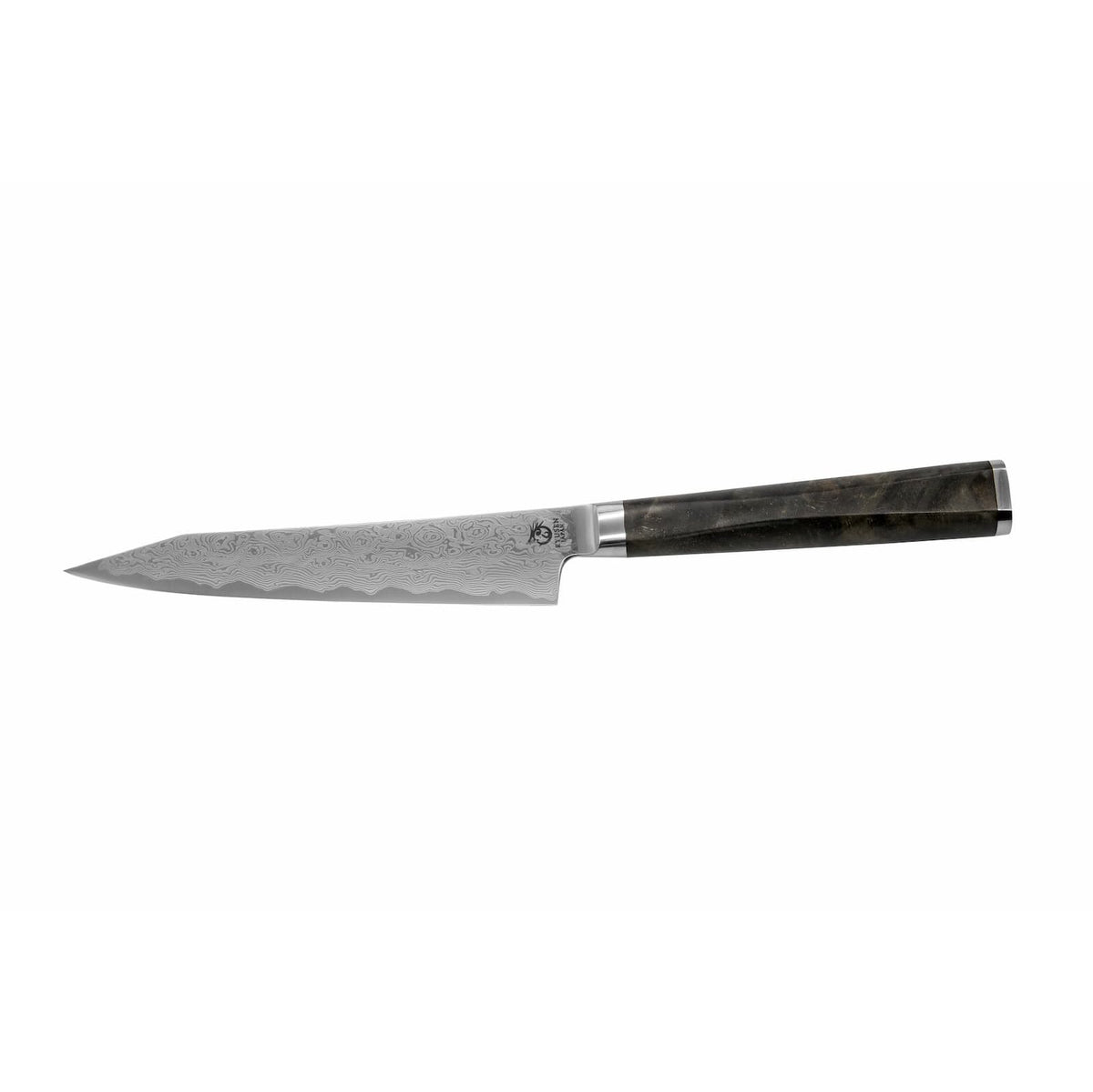 Ryusen Damascus Utility Knife 13.5 cm Poplar Handle Oukoku Ryu OK-105