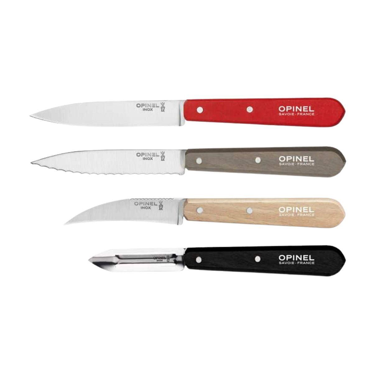Opinel Kitchen Knives & Peeler Set 4 pcs With Wooden Multicoloured Handles Les Essentiels Loft 001626