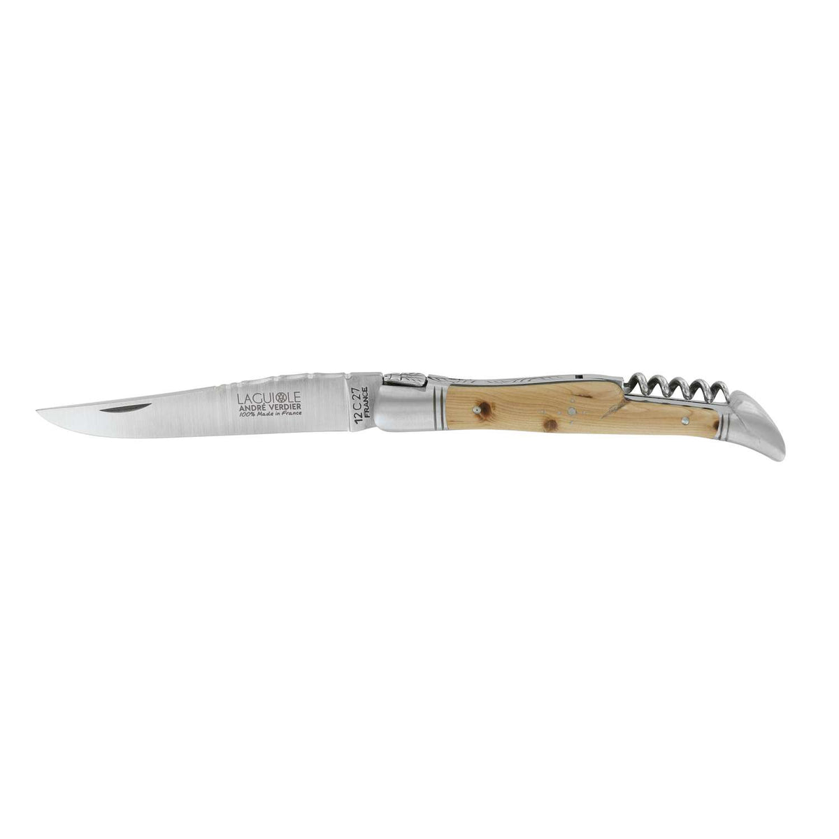 Andre verdier Folding Knife 12 cm With Corkscrew Juniper Handle Laguiole Prestige