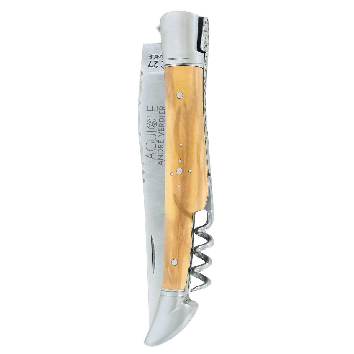 Andre verdier Folding Knife 12 cm With Corkscrew Olive Wood Handle Laguiole Prestige