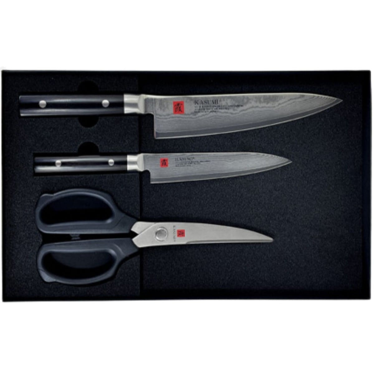 Kasumi Knife and Scissors Set 3 pcs In Gift Box Damascus 8920151