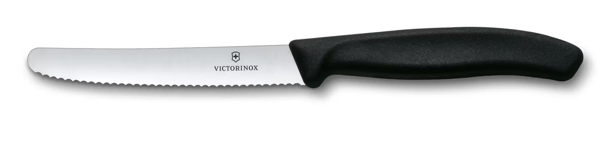 Victorinox Serrated Round Utility Knife 11 cm Black Handle set 6 pcs Swiss Classic 6.7833.6