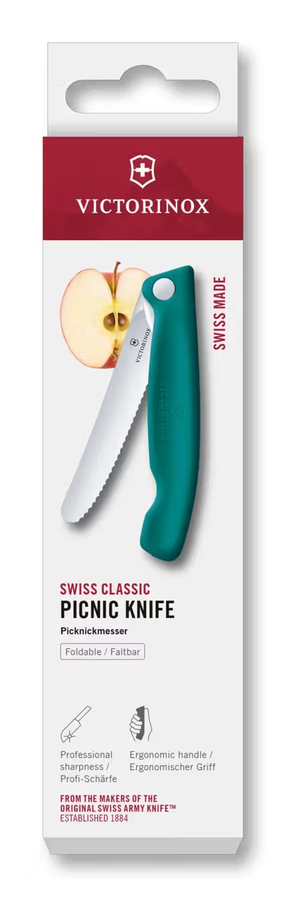 Victorinox Μαχαίρι κουζίνας 11 εκατ. στρογγυλό οδοντωτό πράσινη λαβή αναδιπλούμενο Swiss Classic 6.7834.FC1