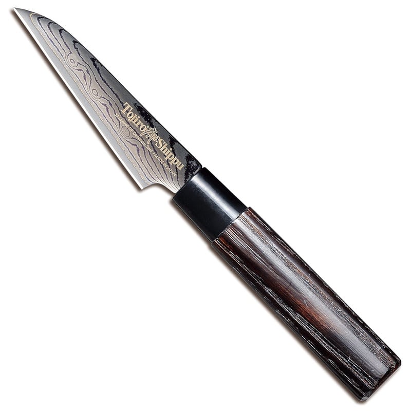 Tojiro Damascus Paring Knife 9 cm Chestnut Handle Shippu Black FD-1591
