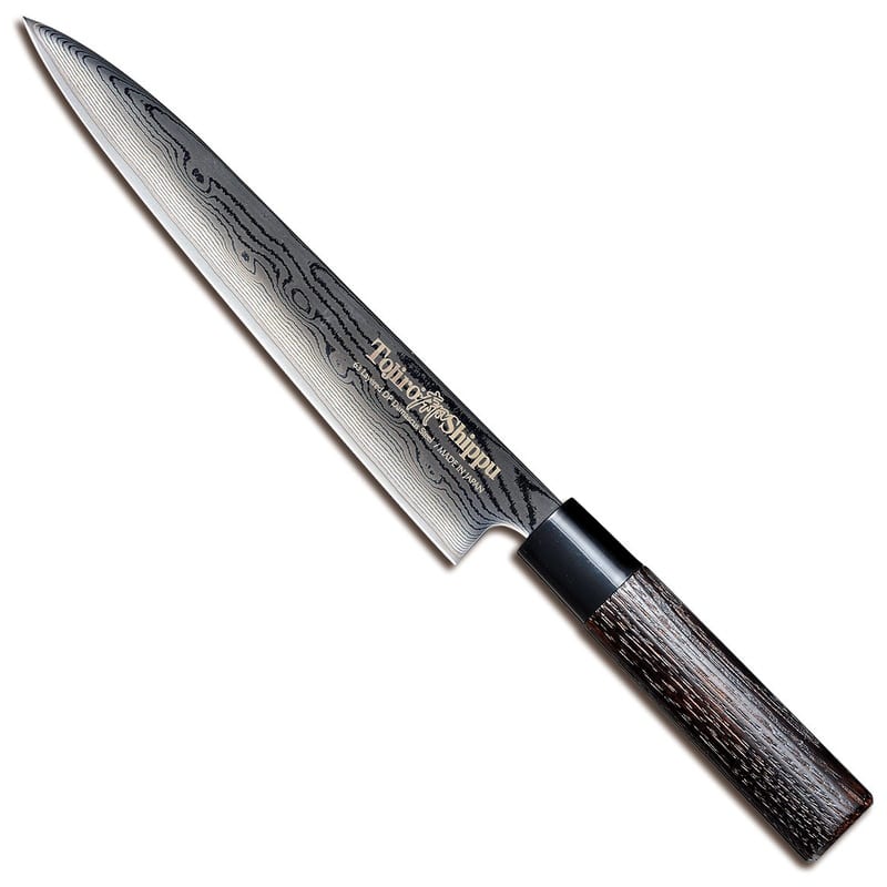 Tojiro Damascus Slicing Knife 21 cm Chestnut Handle Shippu Black FD-1599