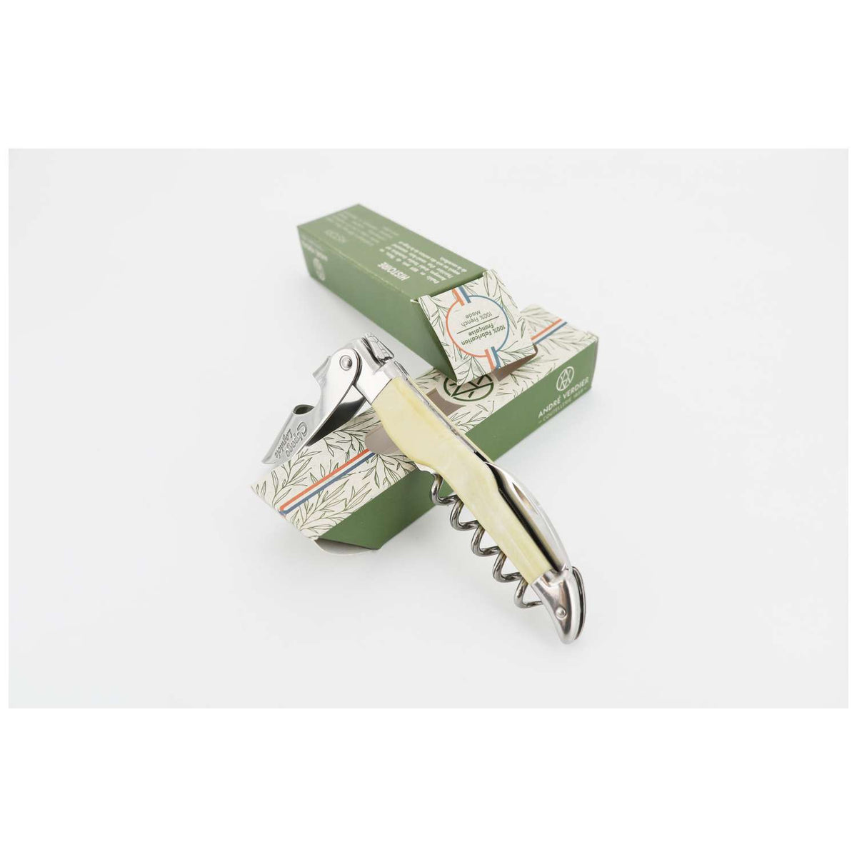 Andre verdier Folding Knife 12 cm With Corkscrew Snake White Handle Laguiole Cepage