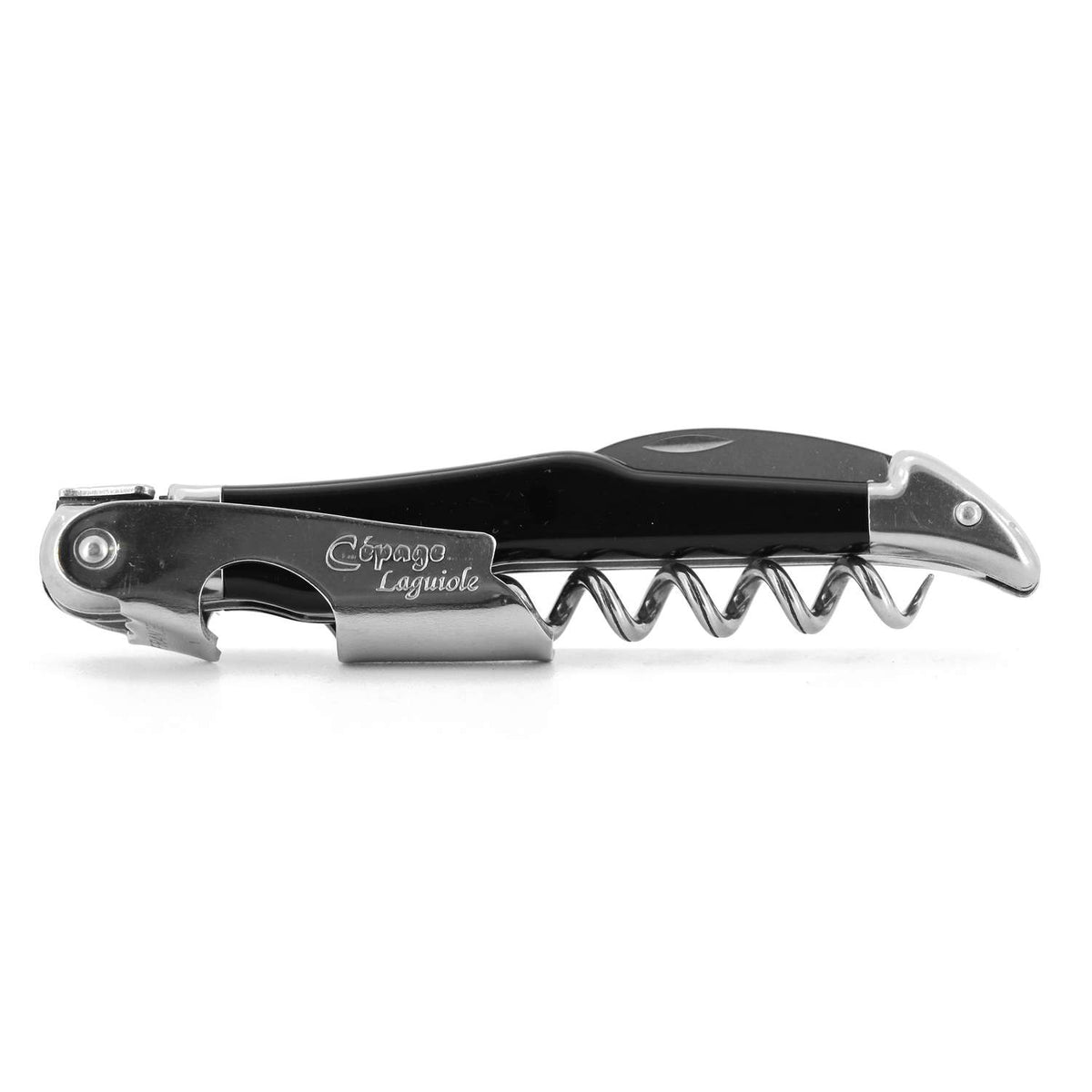 Andre verdier Folding Knife 12 cm With Corkscrew Snake Black Handle Laguiole Cepage