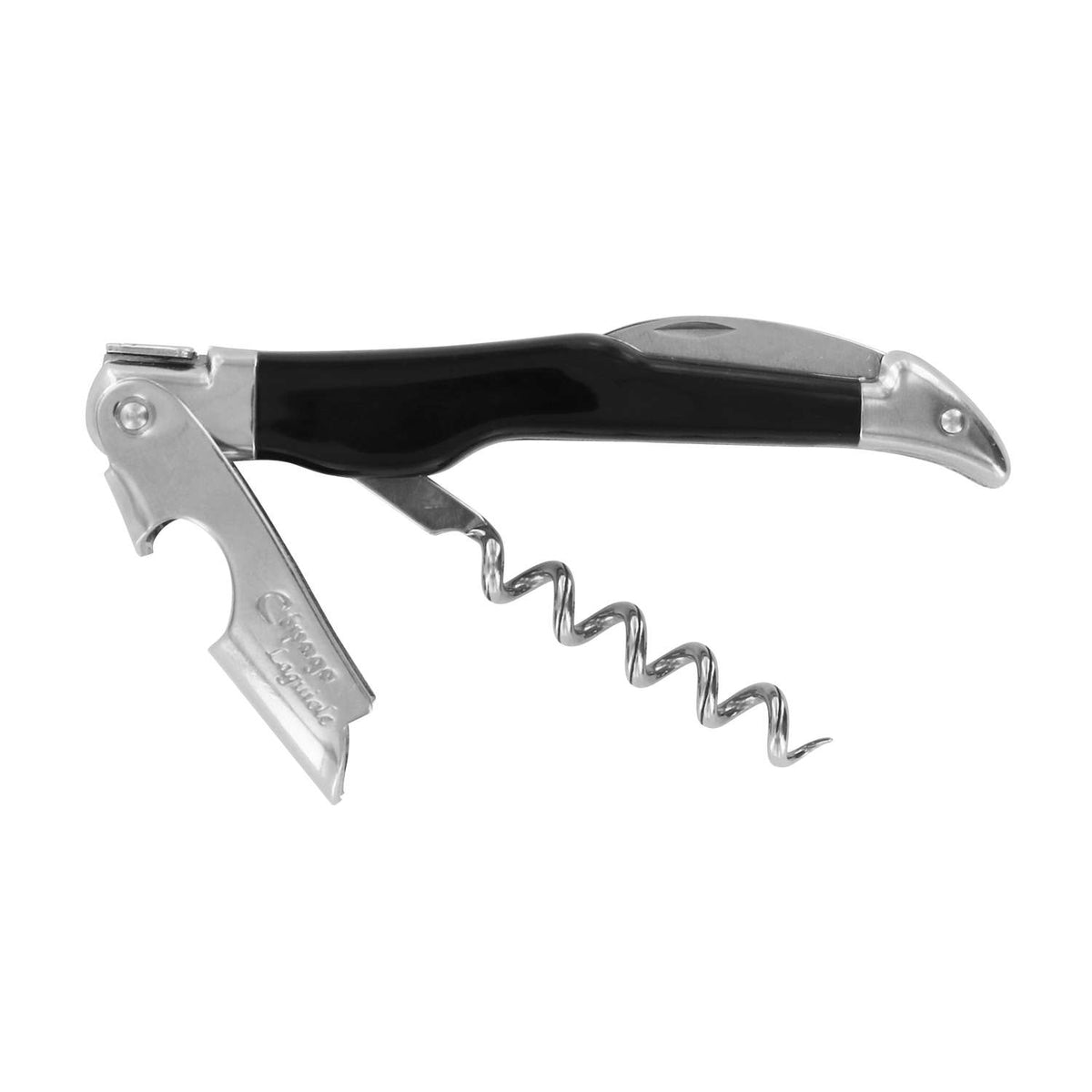 Andre verdier Folding Knife 12 cm With Corkscrew Snake Black Handle Laguiole Cepage