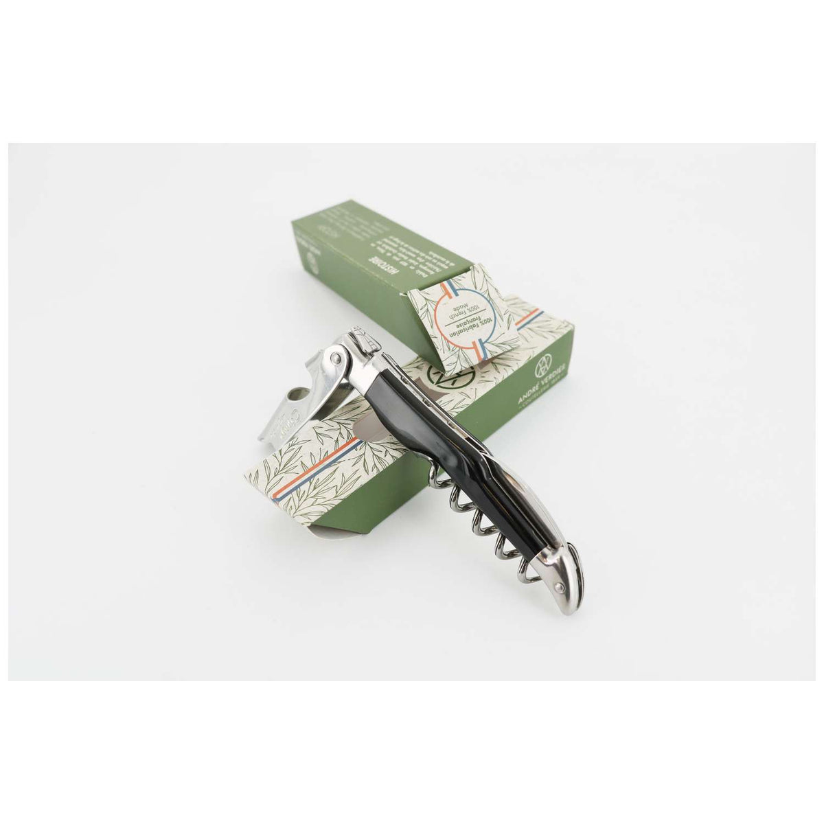 Andre verdier Folding Knife 12 cm With Corkscrew Snake Black Handle Laguiole Cepage