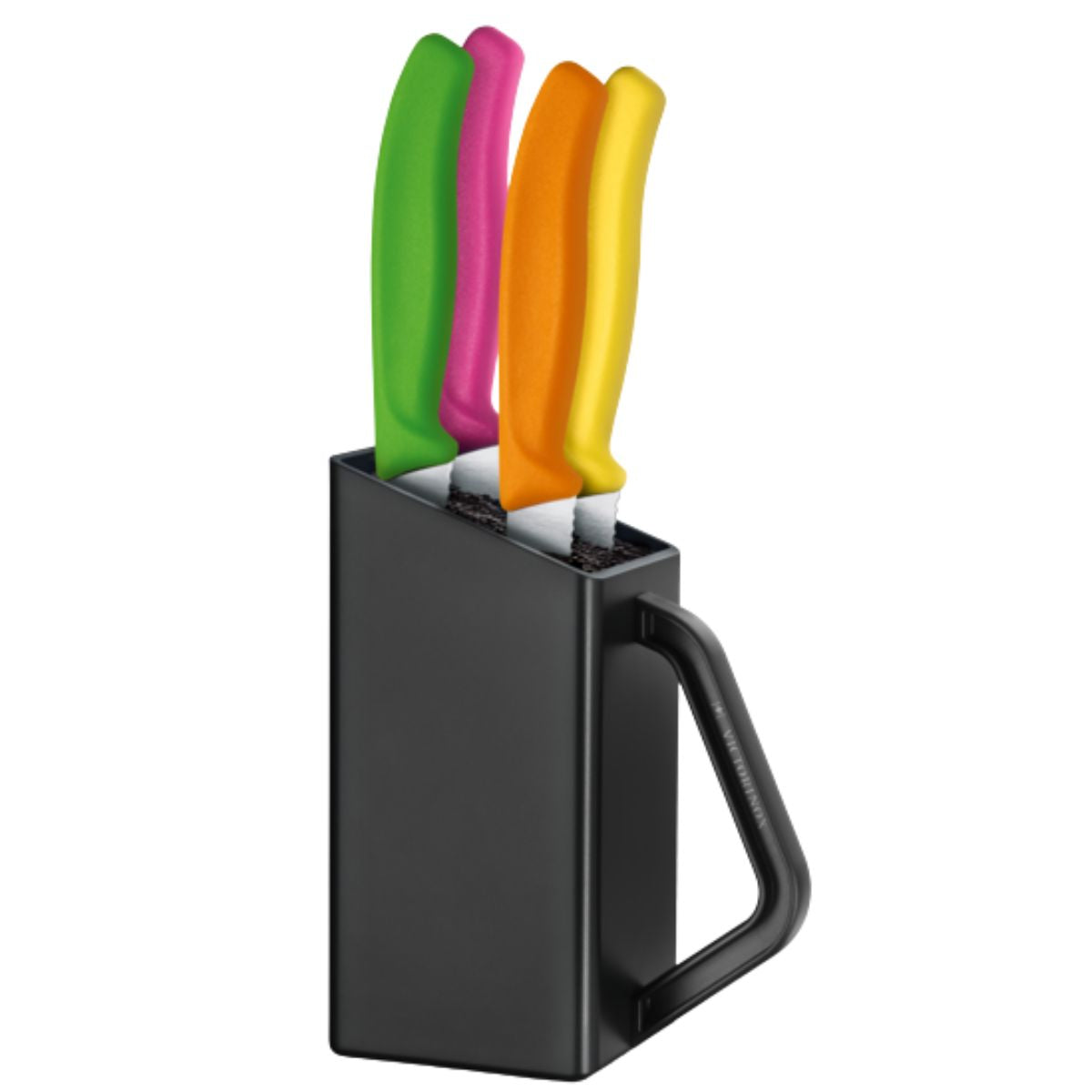 Victorinox Steak Knives Storage Block, Black Fibers, 4 Knives Colored Handles Swiss Classic 6.7126.4C1