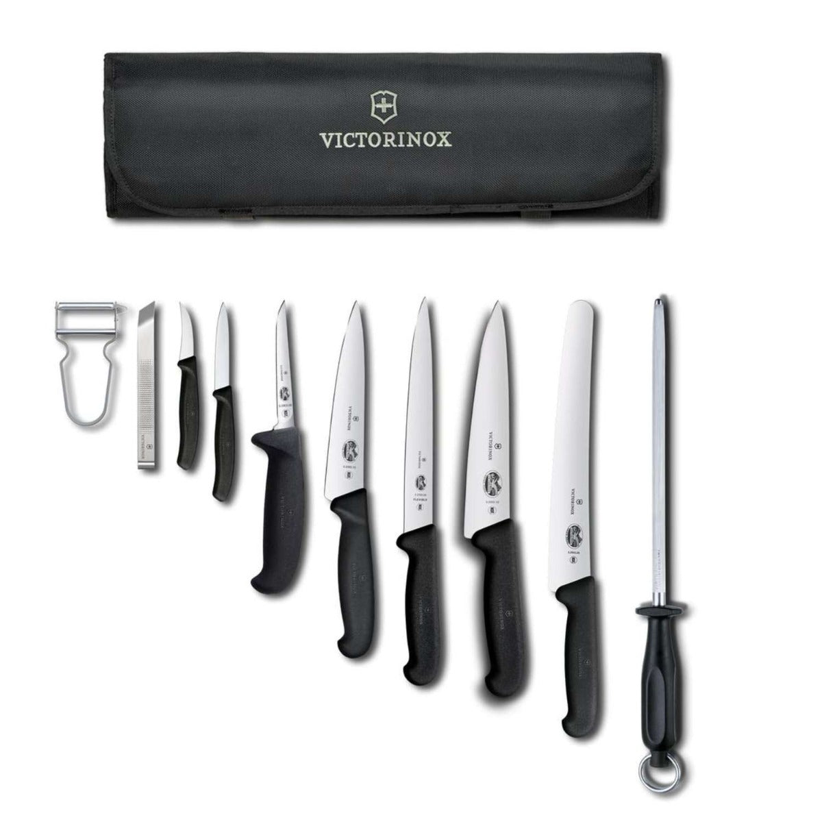 Victorinox Chef's Knife 10 pcs Set And Knife Bag Roll Starter 5.4964.1