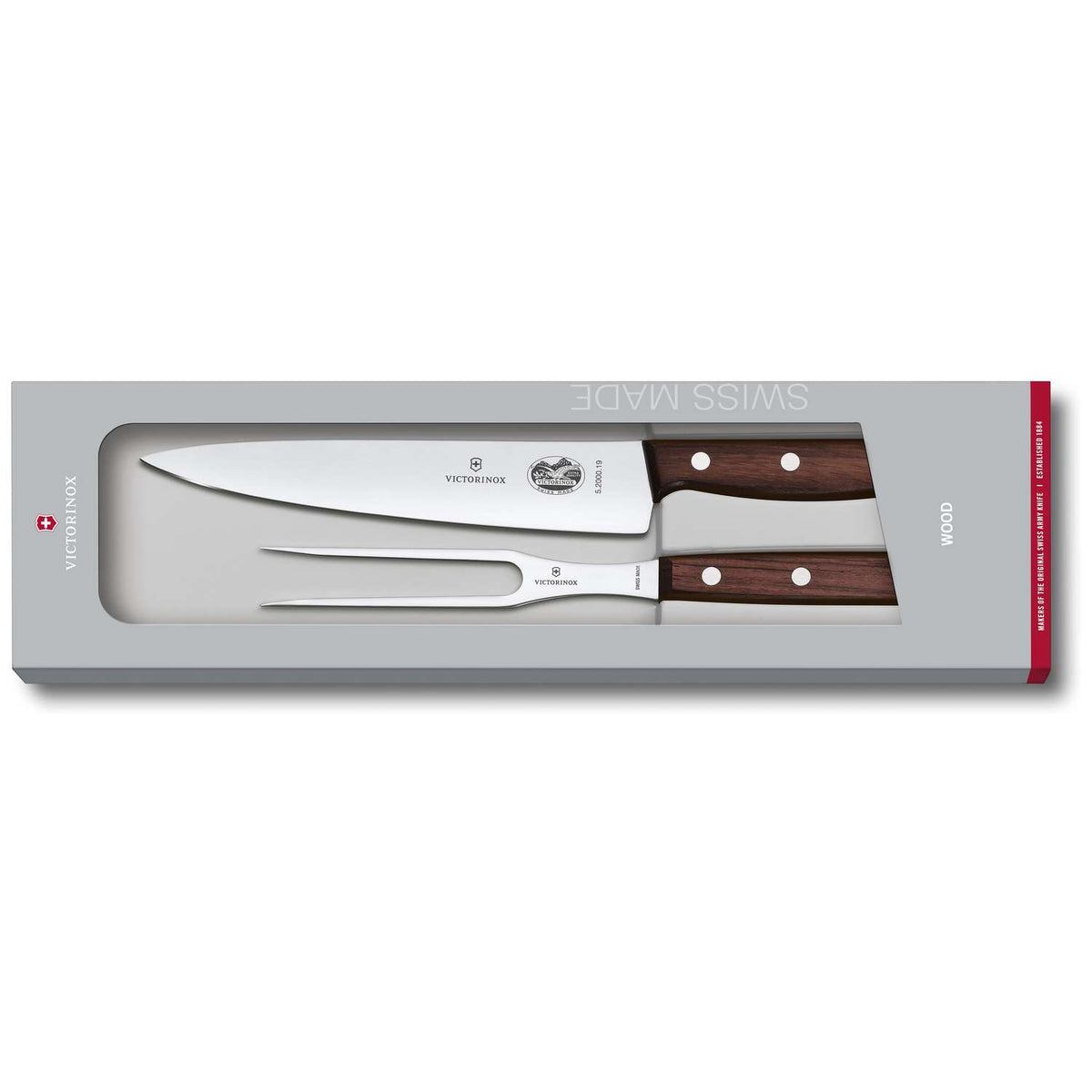 Victorinox Carving Set 2 pcs Wooden Handles Gift Box 5.1020.2G