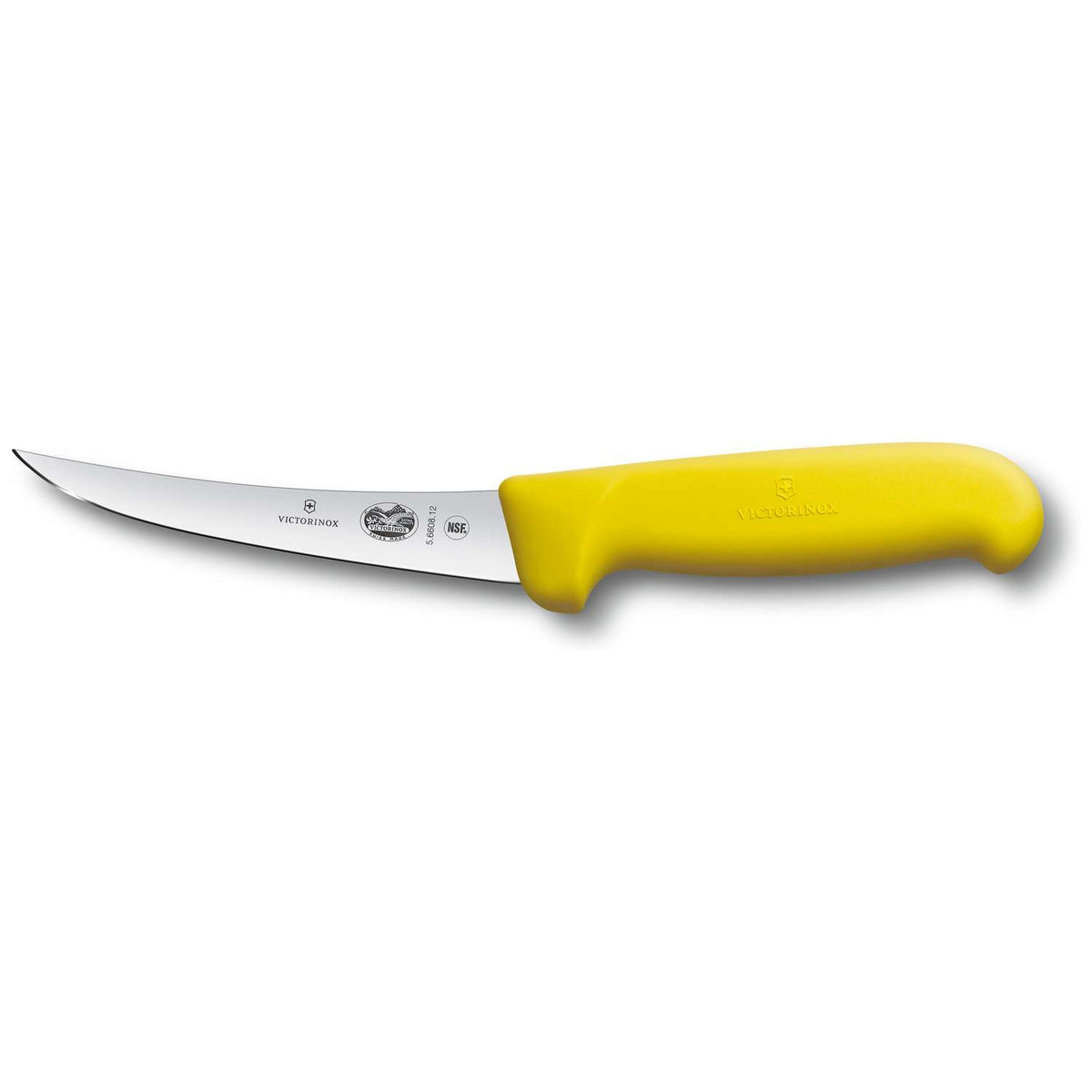 Victorinox Curved Boning Knife Narrow Blade 12 cm Yellow Handle Fibrox 5.6608.12