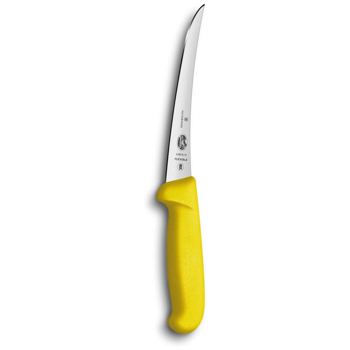 Victorinox Curved Boning Knife Narrow and Flexible Blade 12 cm Yellow Handle Fibrox 5.6618.12