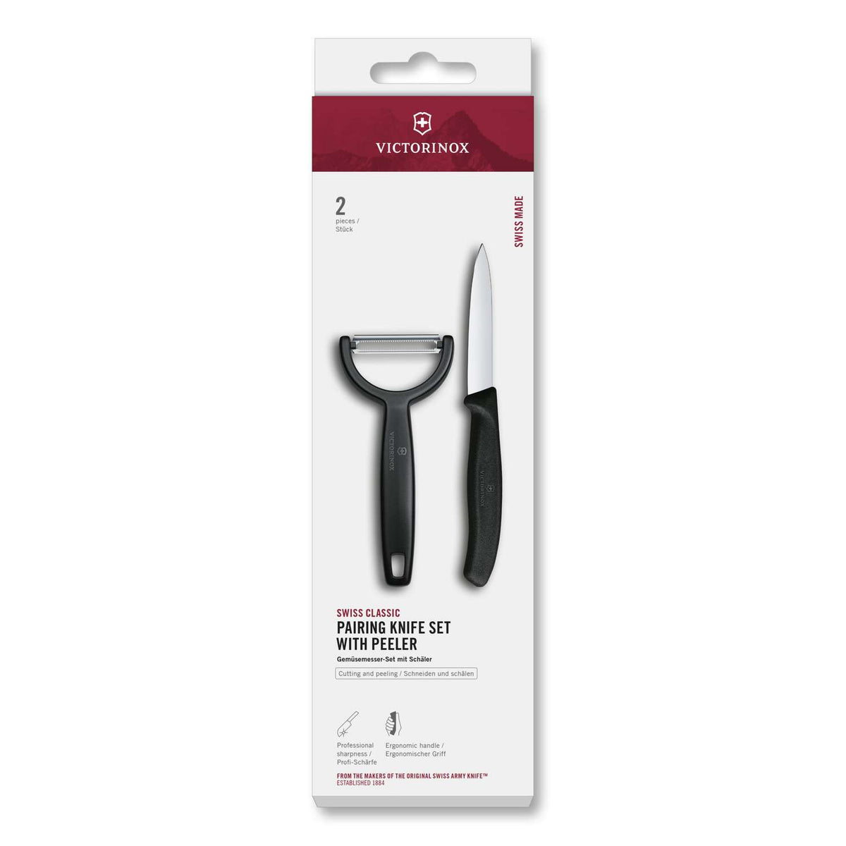 Victorinox Kitchen Knife And Peeler Black 2 pcs Set Swiss Classic 6.7113.22
