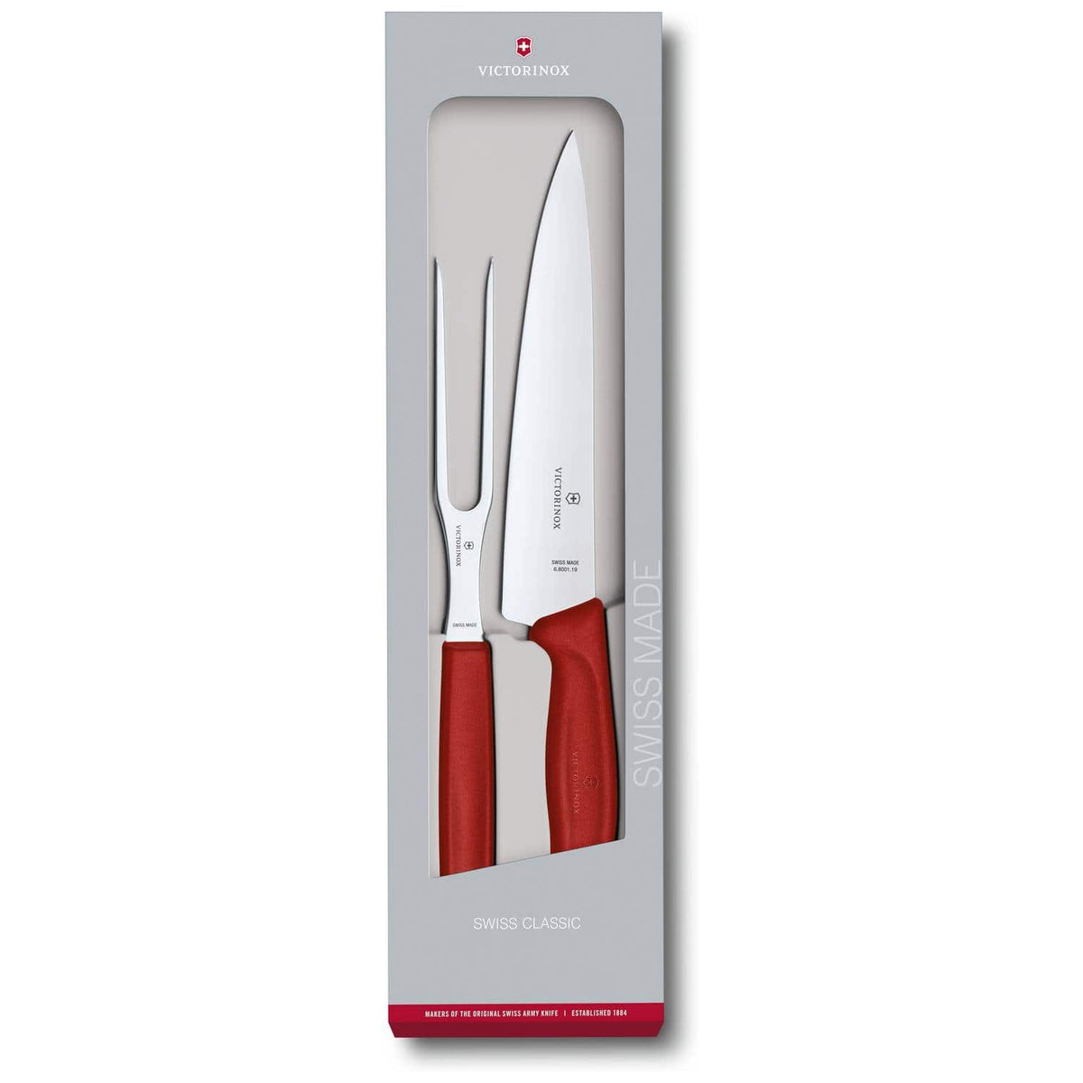 Victorinox Carving Set 2 pcs Red Handles Gift Box Swiss Classic 6.7131.2G